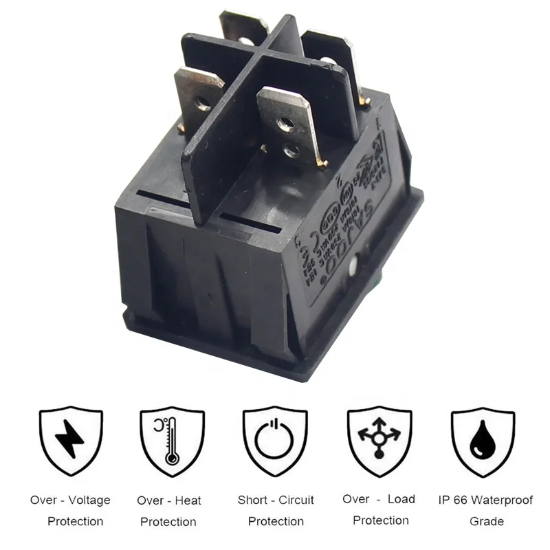 250V 16A Green Light 4pin on off Dpst Rocker Switches - Onegol
