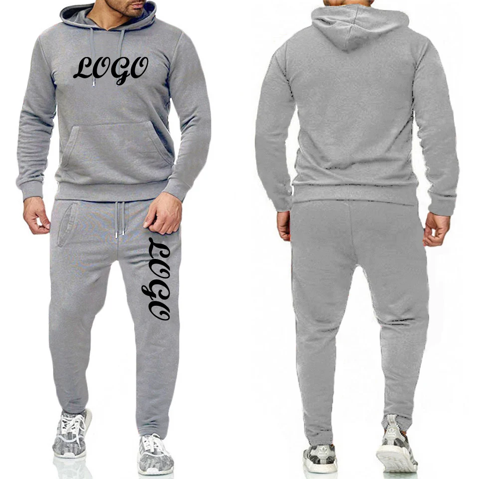Custom Logo Blank Pullover Mens Sweat Suit With Hoodie Cotton Plain ...