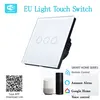 EU/UK Standard 1/2/3 Gang 1 Way Crystal Glass Panel Tuya APP/Wifi Touch Switch,220V Smart Home RF433 Remote Control Light