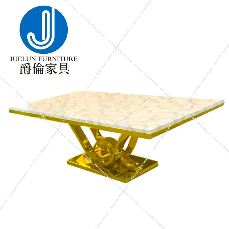 promotional colorful marble top gold stainless steel frame rectangle italian table square only dining table