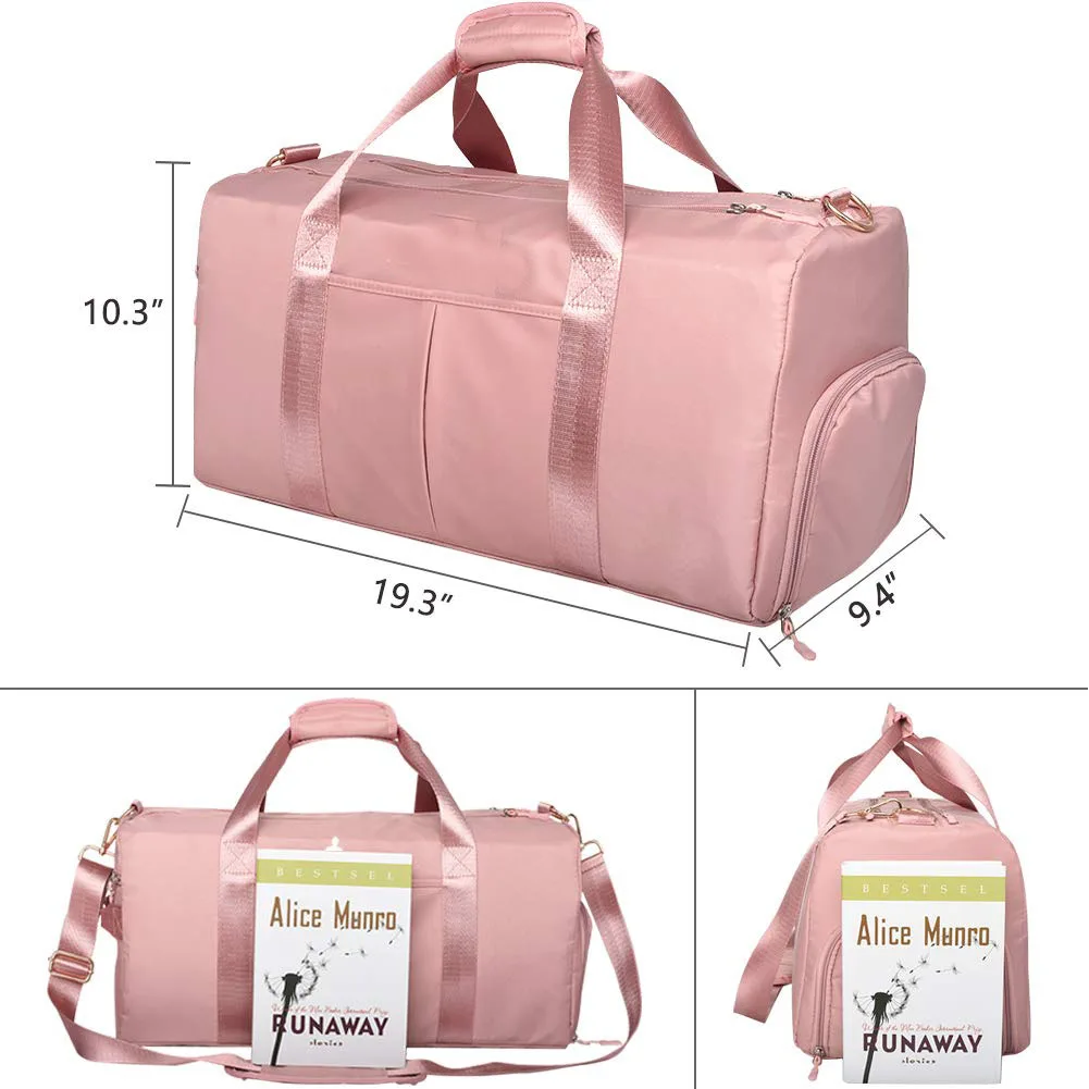 PINK Fitness Women Men Gym Bag with Shoes Compartment Dry Wet Separation Section 