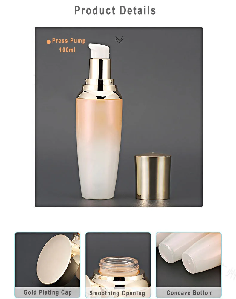 Orange Face Cream Container Jar Glass Cosmetic Packaging Set With Gold