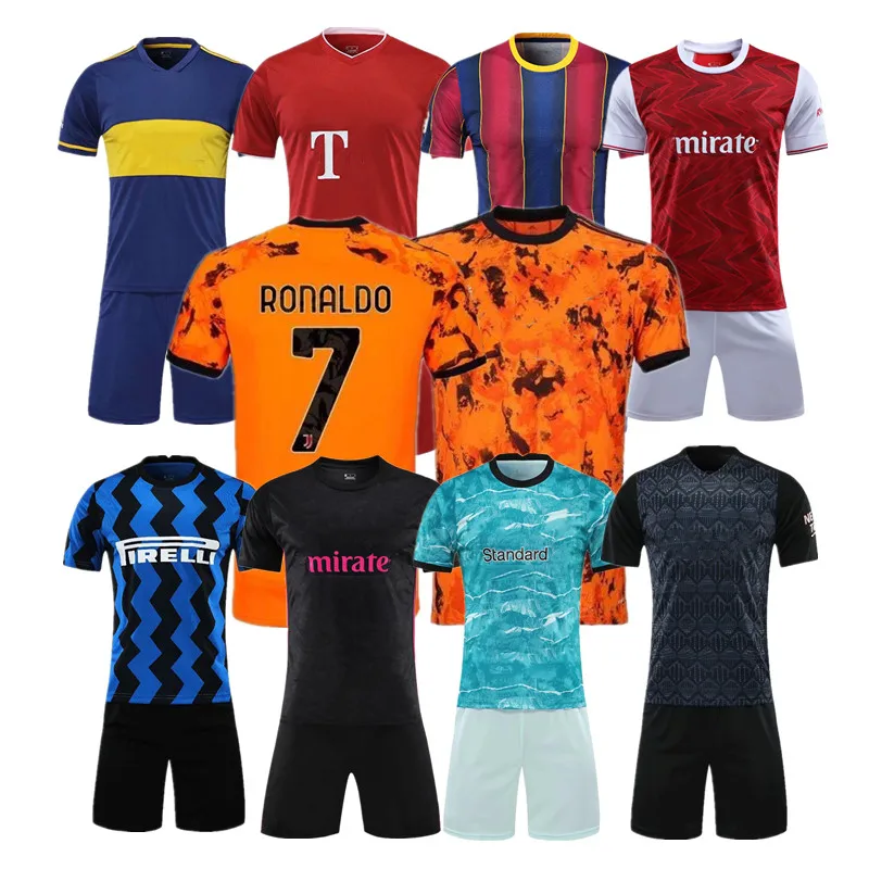 

2020-2021 High Quality Europe Manchester Madrid Club Football Jersey Set Ronaldo Letter Print Soccer Shirt Uniform Kits, Custom color