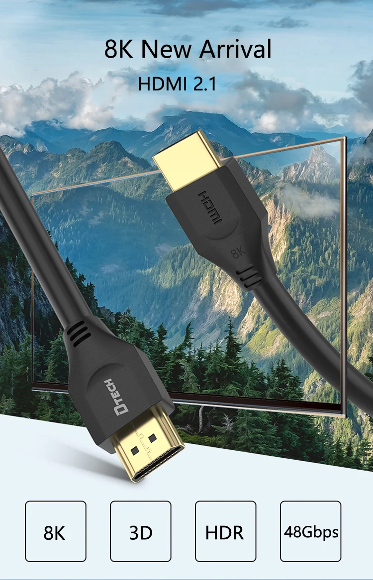 DTECH HD audio and video signal transmission 8k 3d 1080p HDR 48Gbps v2.1 8k hdmi cable - ANKUX.COM