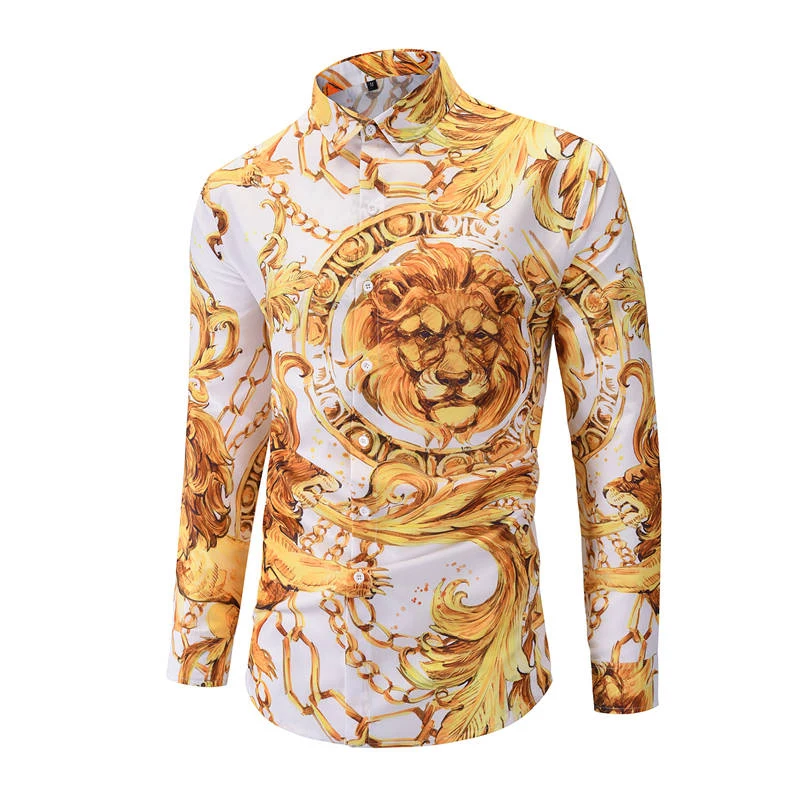 Stylish Men Shirt Luxury 3d Gold Chain 
