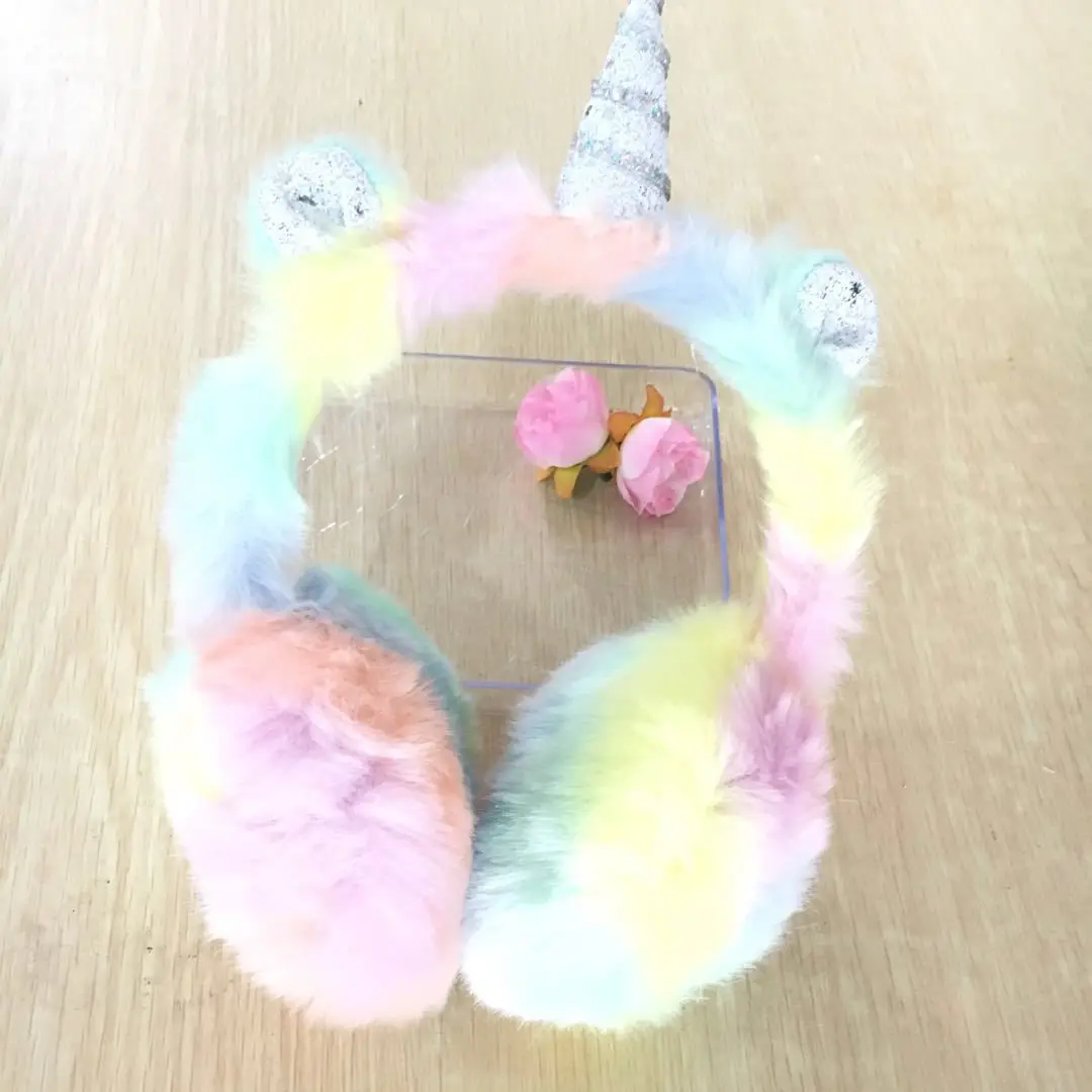 Winter Unicorn Earmuffs & Glove Set, Cute Cartoon Foldable Earmuff
