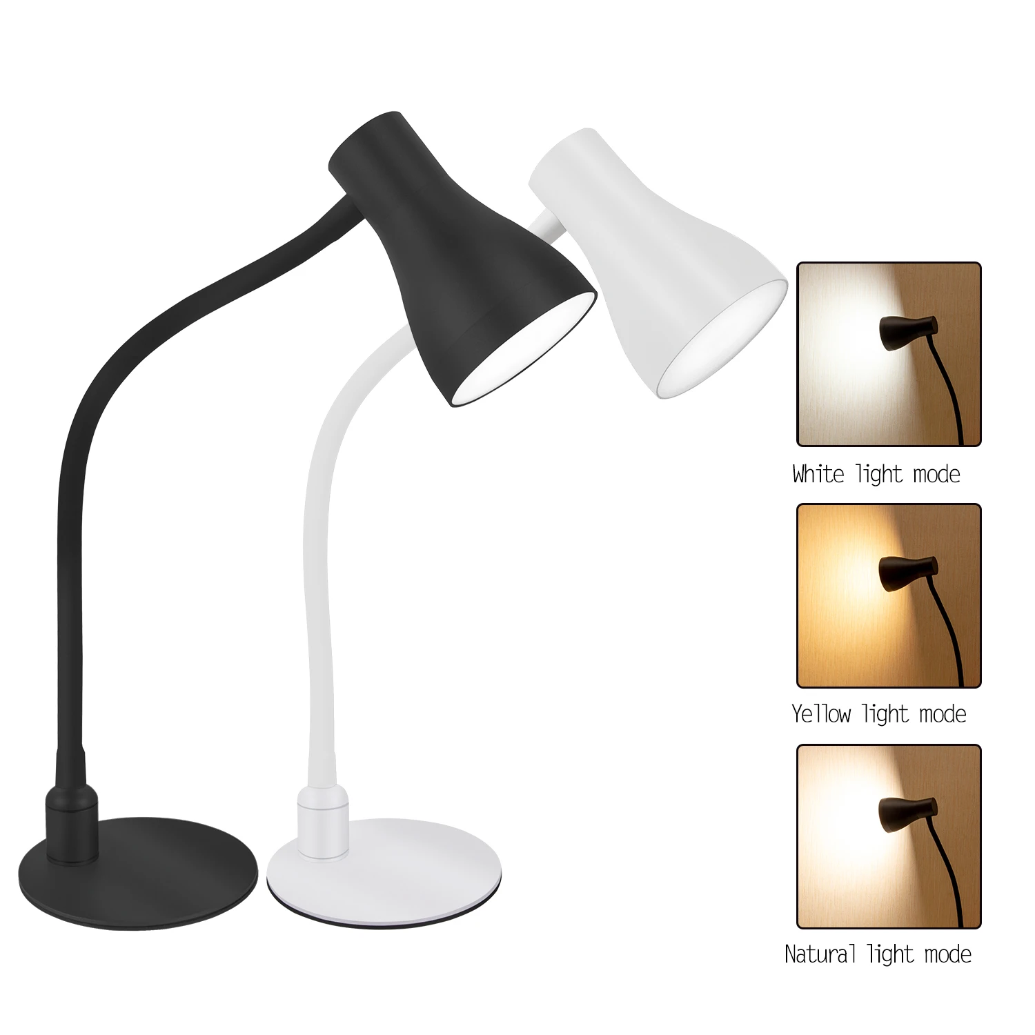 color negro Gladle Protable cisne Flexible de 2 Dual Arms 4 LED lámpara de luz de lectura con pinza