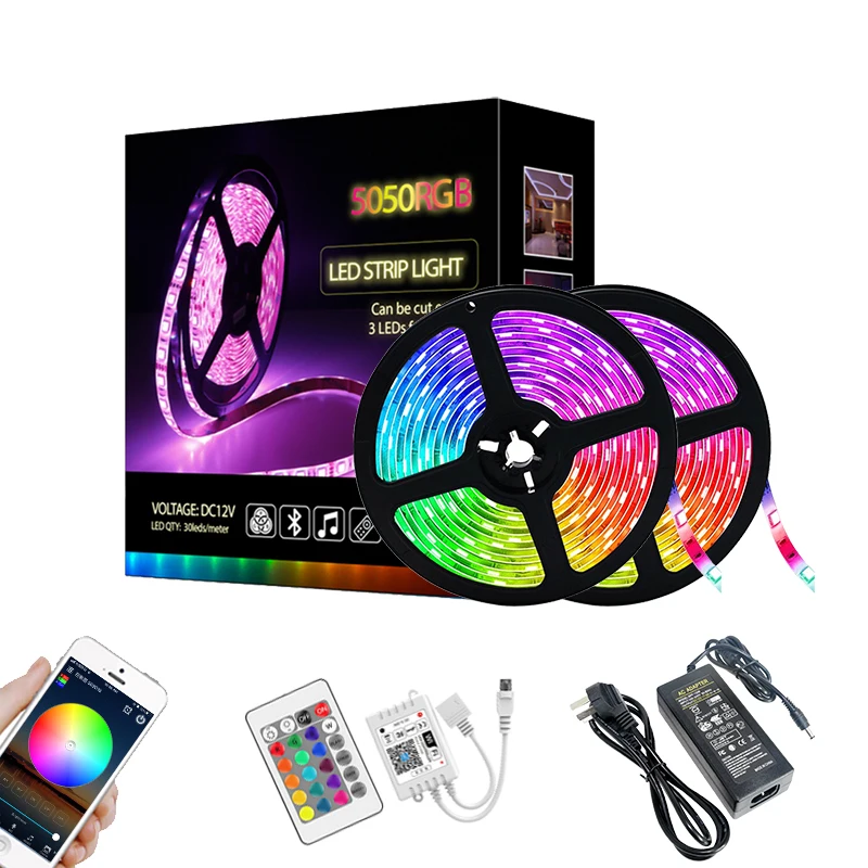 10 meters 12v 5050 RGB color led strip waterproof with WIFI suit light colorful intelligent voice light band music APP