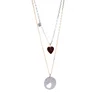 xl00532b Wholesale Instagram Design Two In One Red Rhinestone Silver Chains Best Girl Friend Necklace Jewelry 2019
