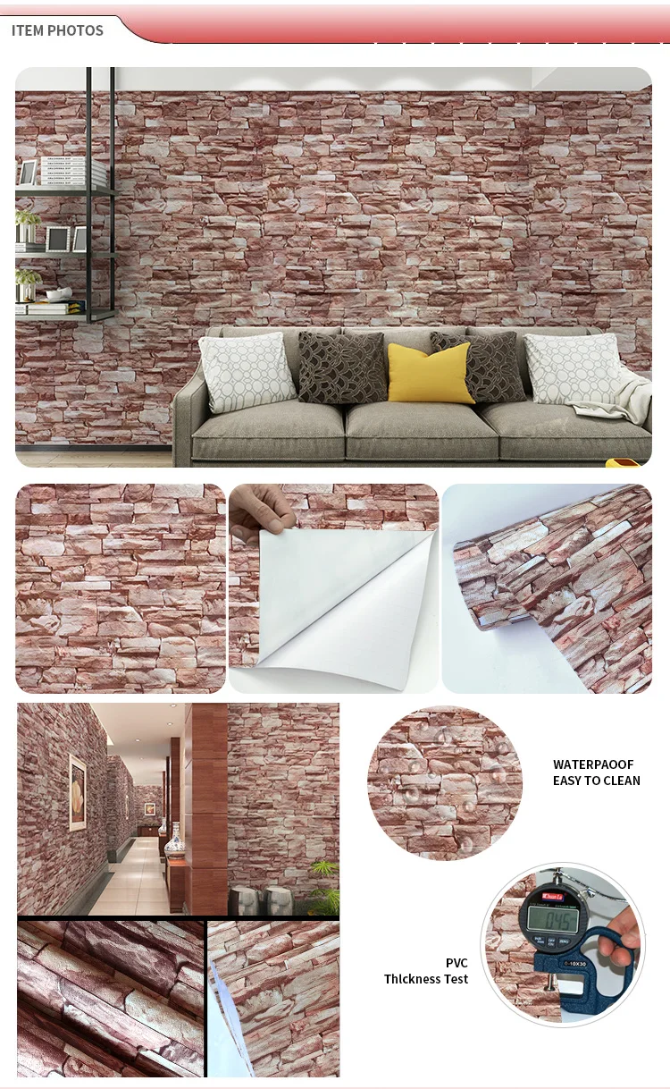 Experienced manufacturer 3D brick self adhesive wallpaper for household decoration