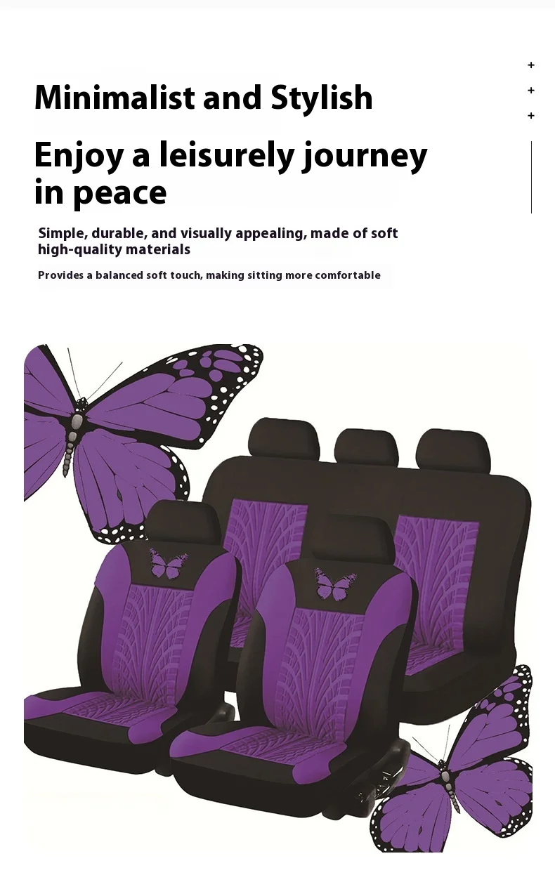 Five-seater 9-Piece Universal Seat Cover Set Exquisite Comfortable Butterfly Indentation Process Design Leather for Foreign details