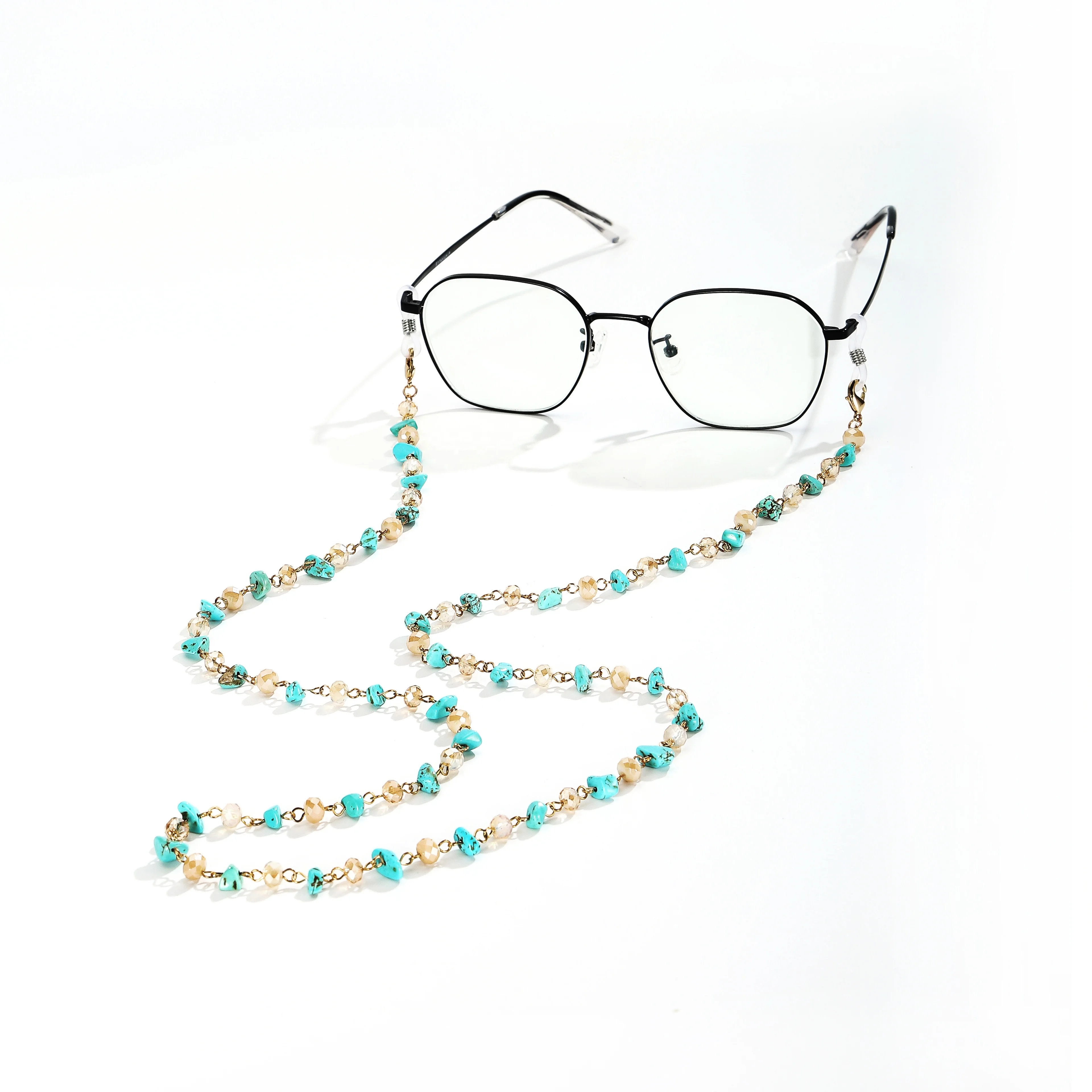 

gemstone alloy adjustable glasses lanyard,100 Strands, Natural color