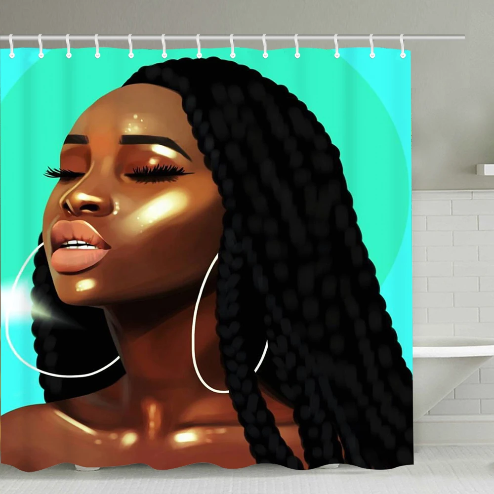 Amazon Fabric Africa American Girl Afro Shower Curtain 71*71 Inch Buy