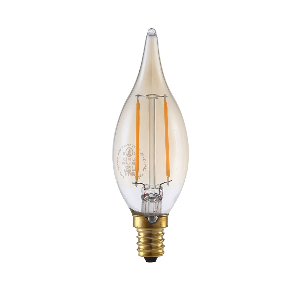 led candle bulb light with tail  BL35 4W no dim amber Glass bulb  E14 2200K for ceiling light home
