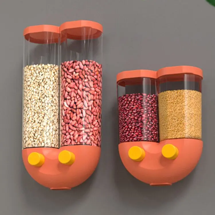 Wall Mounted Grain Storage Box Kitchen Multi Function Divided Grid Rice