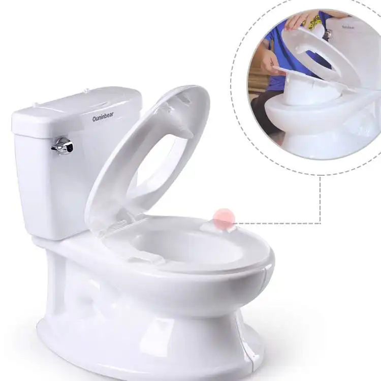 White Plastic Preschool Toilet Seat With Flush Sound Types Toilet ...