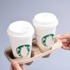2 pack 4 pack pulp moulded disposable drink coffee paper cup carrier holder tray coffee cup tray