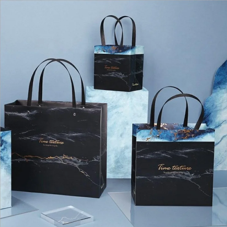 product-Dezheng-Biodegradable Waterproof Paper Bag Marble Design Stone Paper Bag For Shopping And Gi