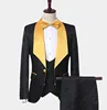 Bespoke half canvas yellow Shawl collar black wedding men tuxedo suit