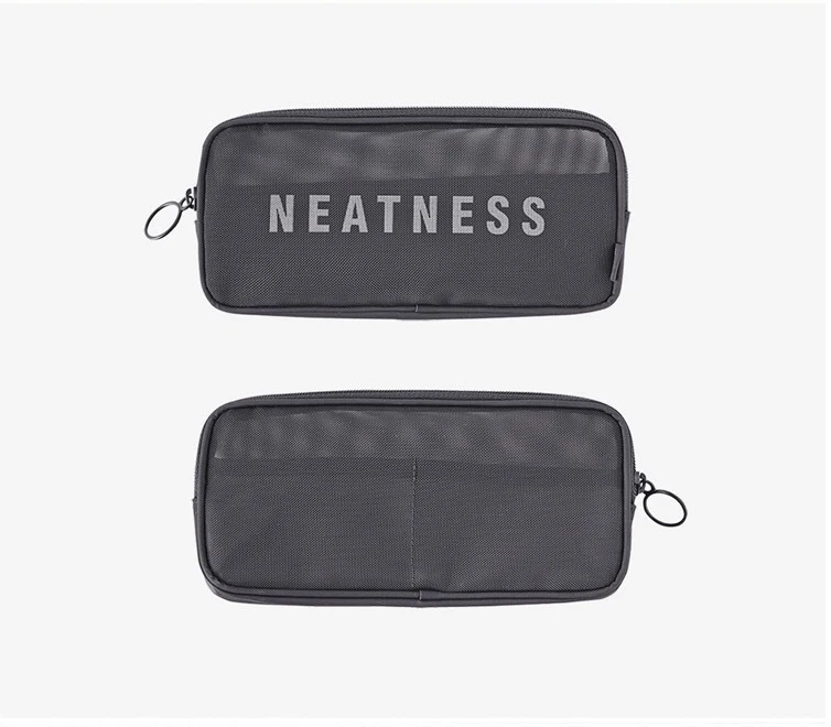 Custom Black Travel Mesh Toiletry Bag Set 3 Pcs Mesh Makeup Pouch