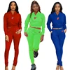 Running Women Clothing 2 Piece Sets Long Sleeves Neon Two Pieces Pants Set Casual 2 Piece Women Outfit