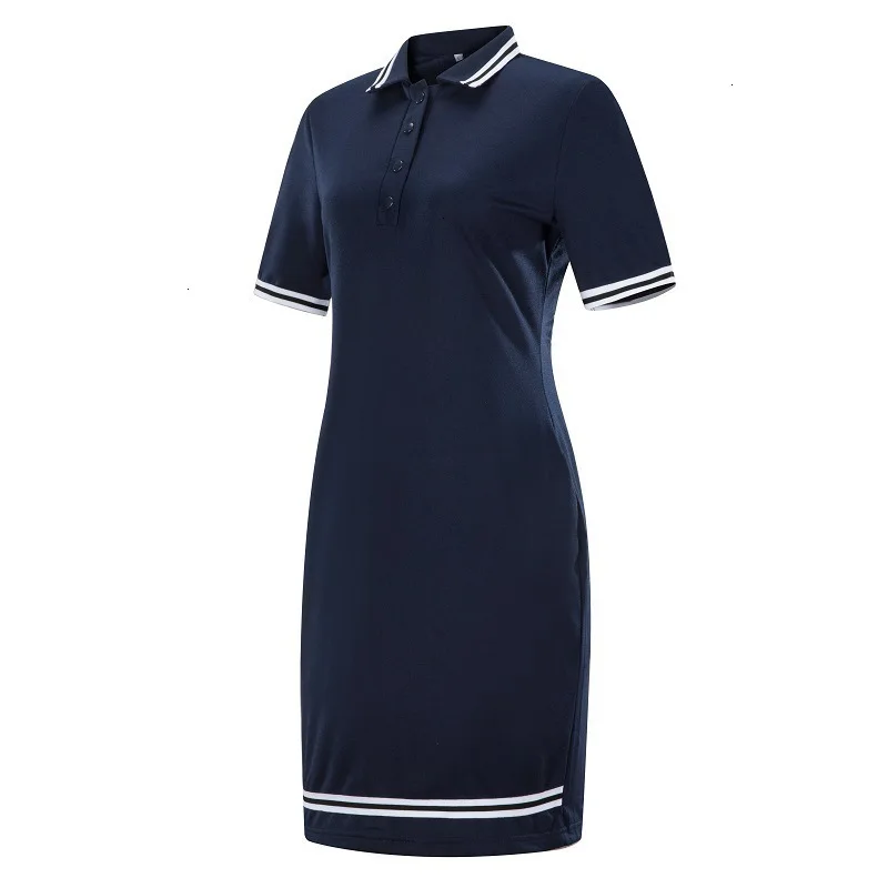 Long Cotton Skirt Polo Shirt Dress 
