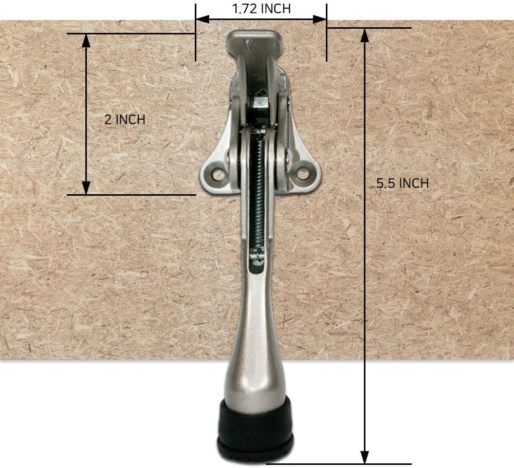 One-Touch semi-Automatic Door Stop - 4 inch Door Stopper with a Height-Adjustable Rubber by hashi (Satin Nickel)3.jpg