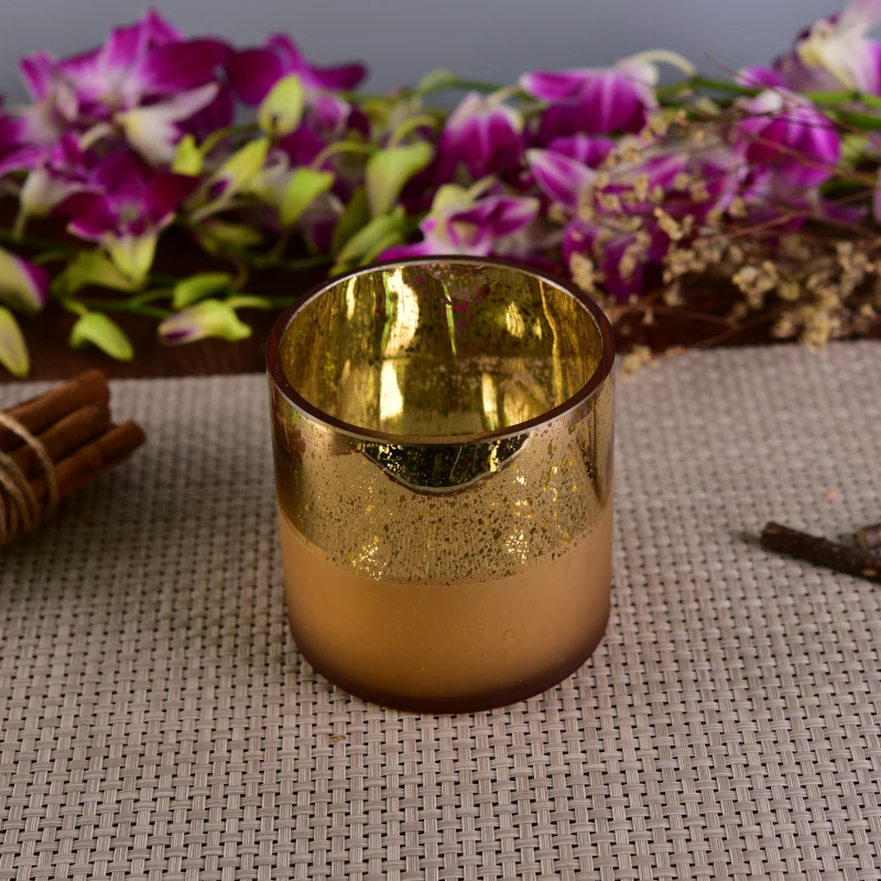 Mercury Gold Glass Votive Candle Holders Matte Gold Dipped Base Home Decor Pieces