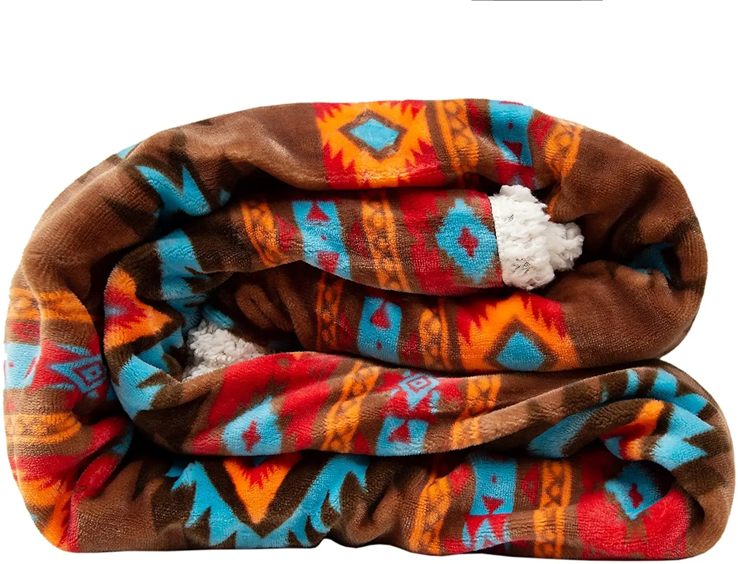 New Trendy Native Design American Blanket Wholesale Southwest Design (navajo Print) Sherpa Lined