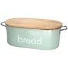 Colorful Bread bin stainless steel metal iron bread storage box with bamboo lid