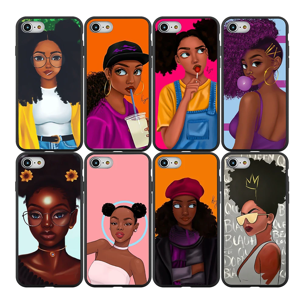 

Cartoon painting gentle girls Matte Soft TPU Mobile Phone Case Cover For iPhone SE2