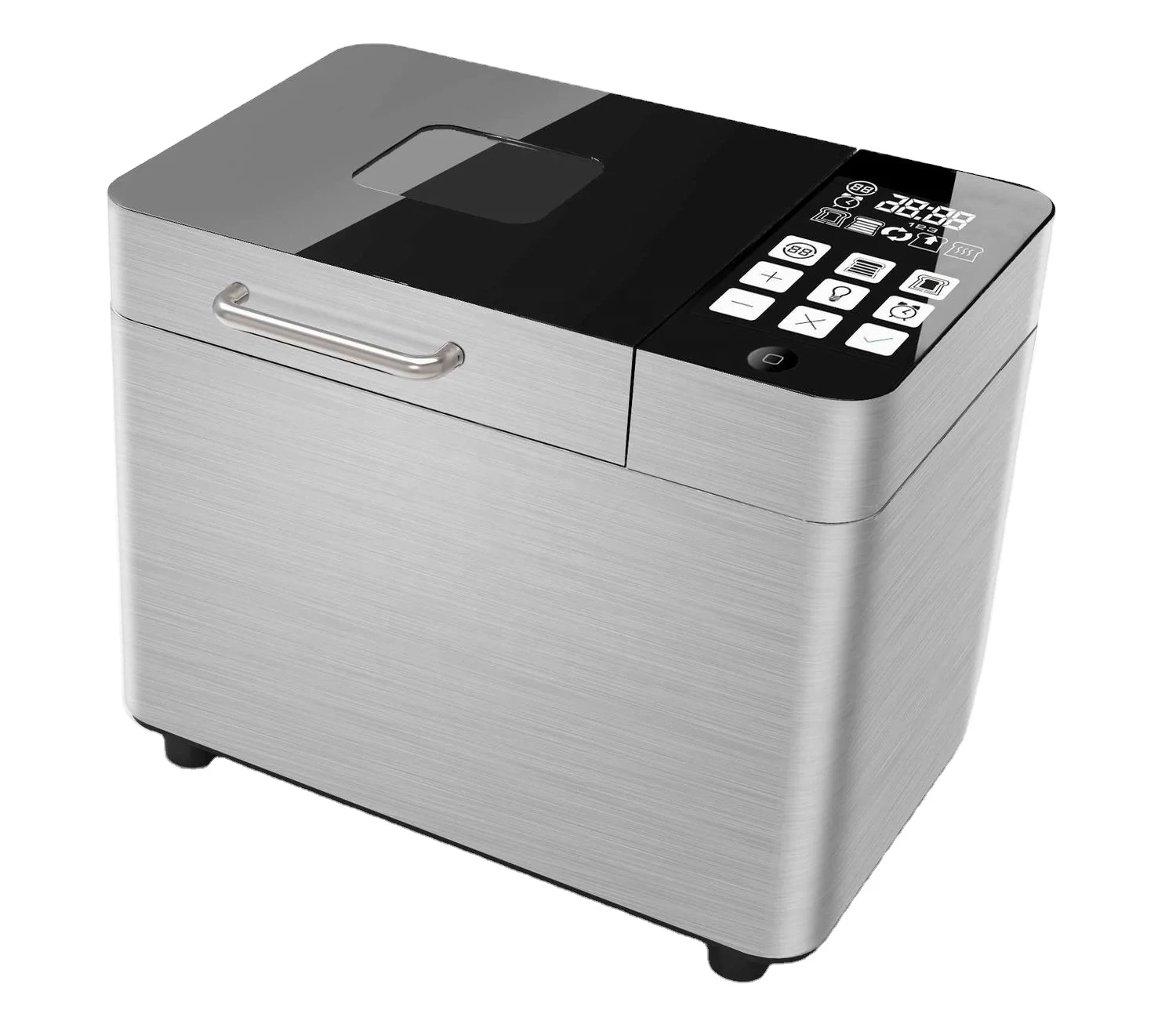 Compact Automatic Bread Maker with Stainless Steel Housing