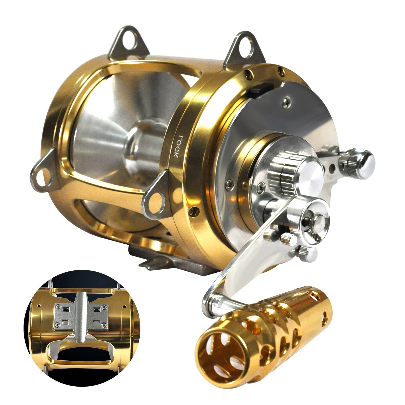alibaba fishing reels Gold Marine Ocean Tuna Shark Offshore Deep Sea Fishing Reels Full Metal 2  Speed 50W 80W Big Game Trolling Fishing Reel Saltwater
