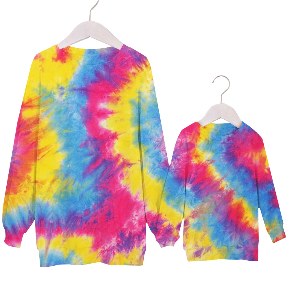 
Mommy and Me Outfits Plus Size Fall Clothing Long Sleeve Woman Blouse Custom Tie Dye Hoodie 