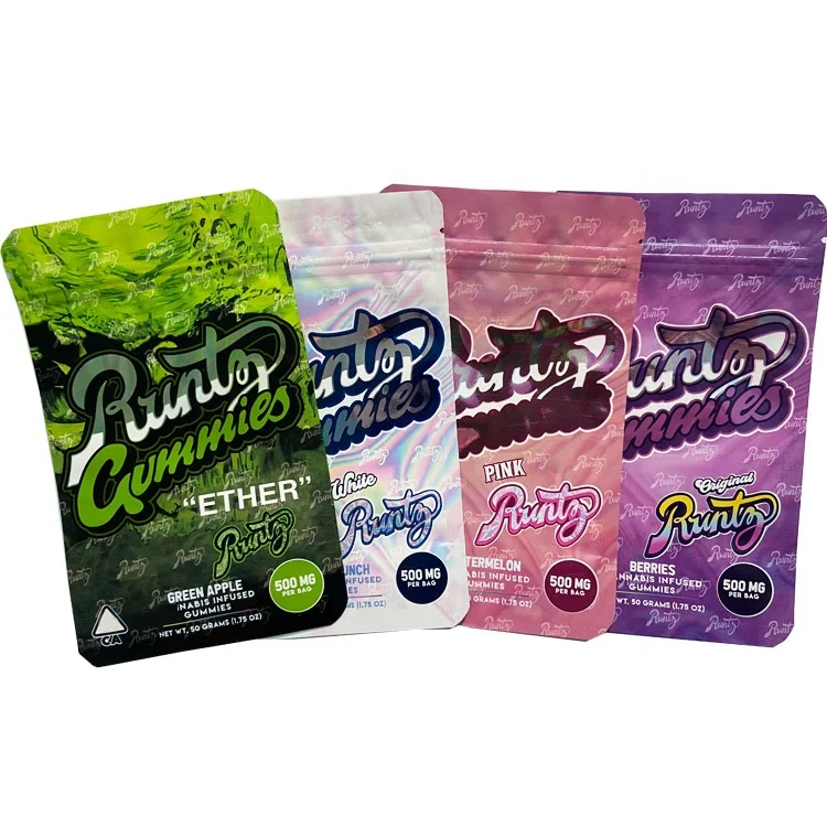 4 Designs Runtz Gummies Newest Mylar Bags Edibles Runty Gummies Bag