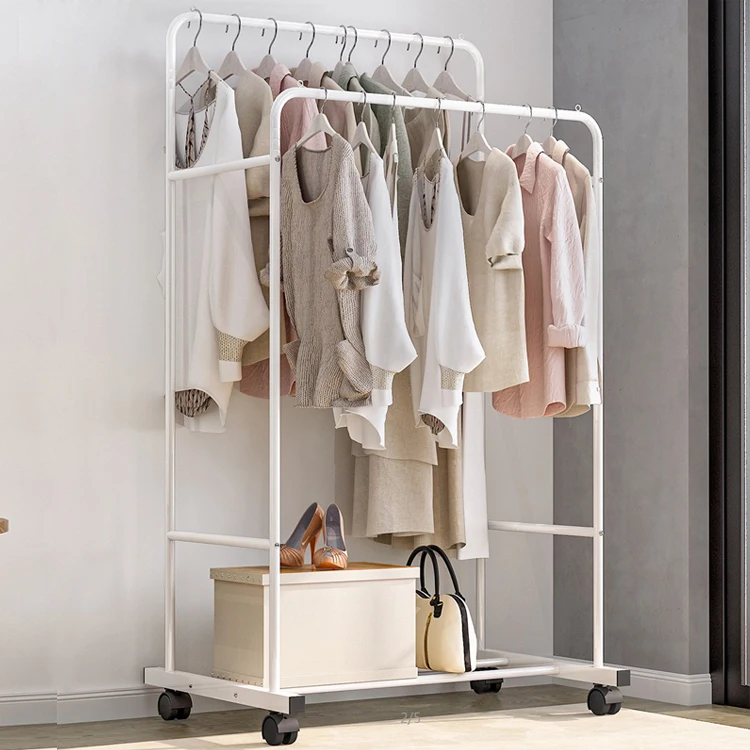 Heavy Duty Multifunctional Double Pole Clothes Hanger Hanging Rack ...