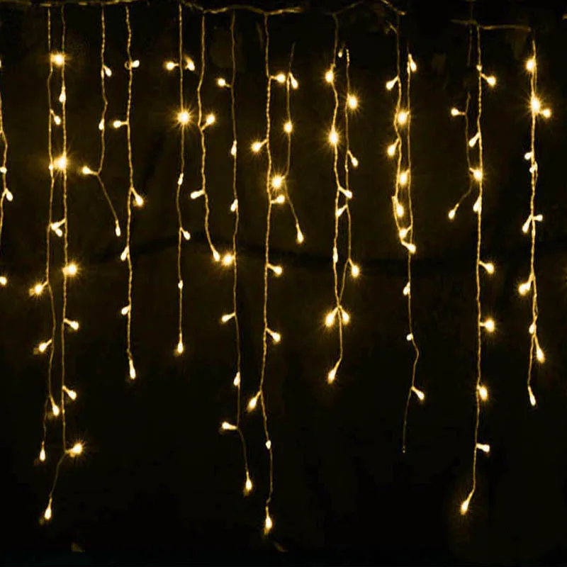 LED Icicle Holiday Light 5M 216 LEDs Curtatin String Lights Outdoor Waterproof Wire