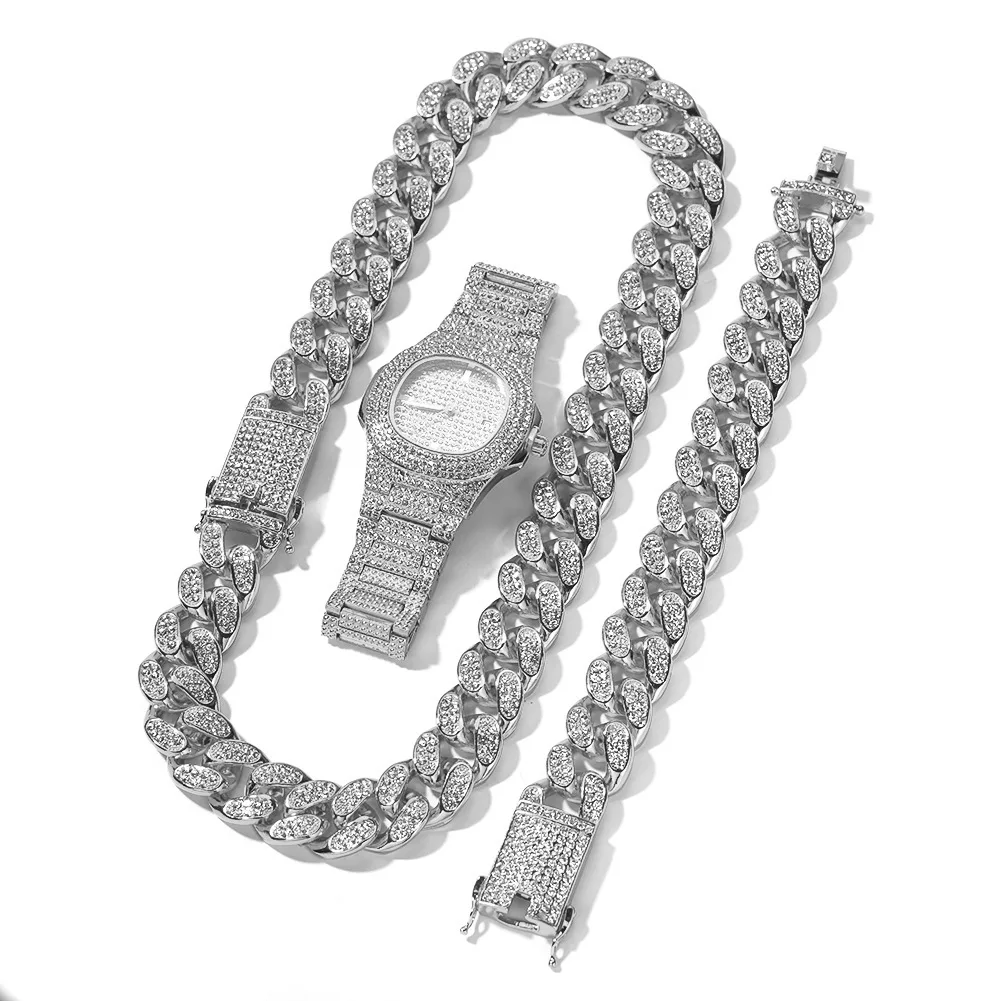 Bling Watch Silver Jewelry Men 