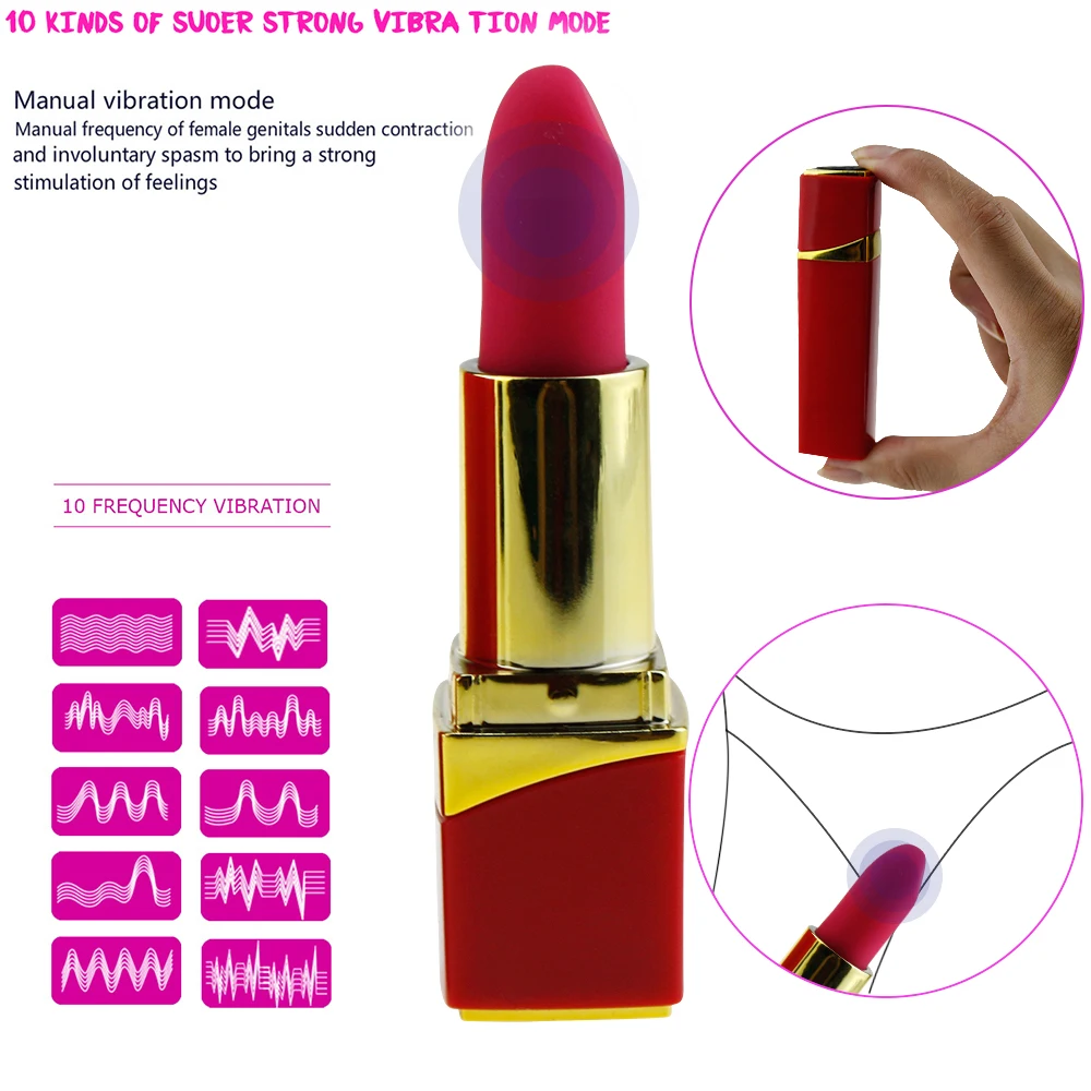 Mini Lipstick Vibrator 10 Speed Secret Clitoris Stimulator Nipple Massage Bullet Vibrating  Sex Toys for Women