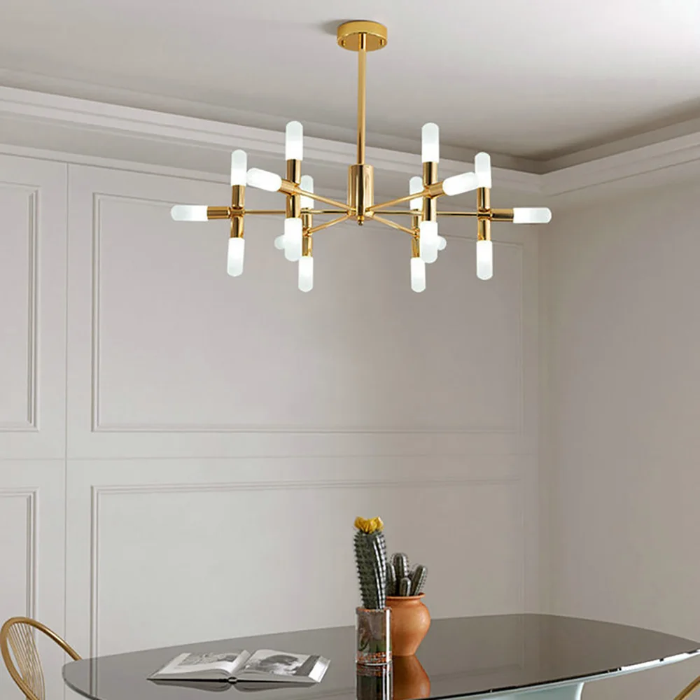 Nordic Minimalist Black Gold Color Metal Acrylic Led Pendant Light Chandelier for  Bedroom Living Room Hall Dining