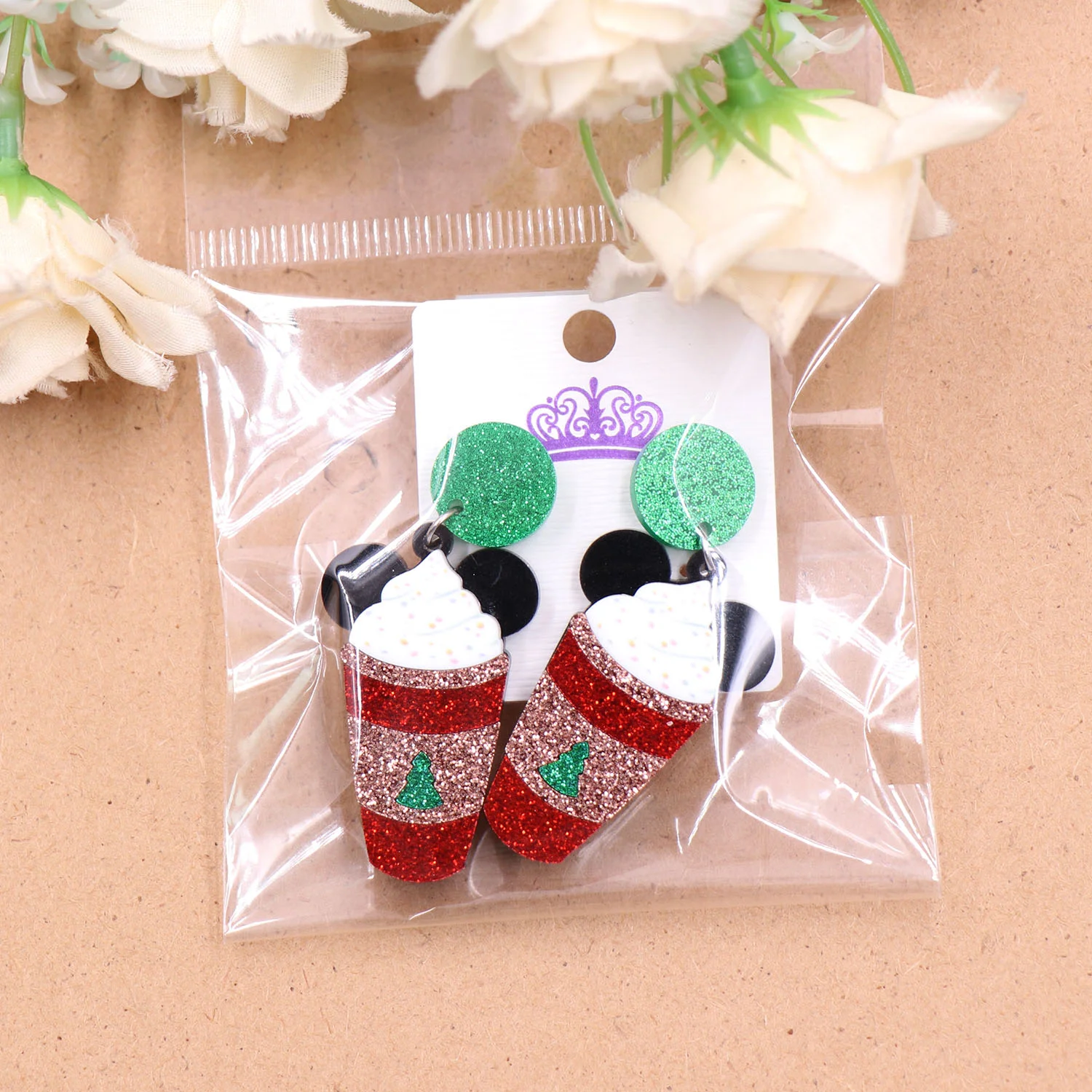 ERS733ER1547 (1pair)New product CN Drop mouse ice cream women's Cute Christmas Acrylic Earrings details