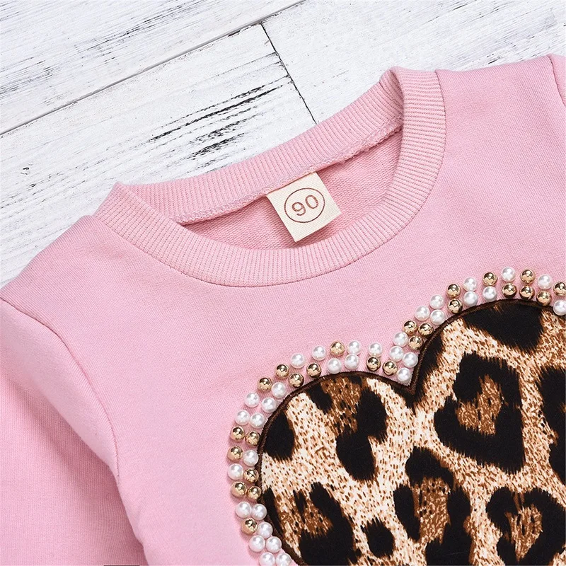 Toddler Kids Baby Girl Winter Clothes Leopard Tops Pants Outfits Set Tracksuit 