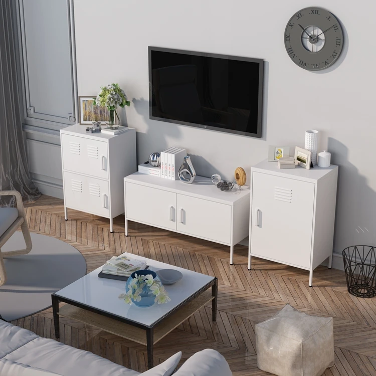 Modern Bedroom Furniture Metal Tv Stand Living Room Cabinet Knocked Down