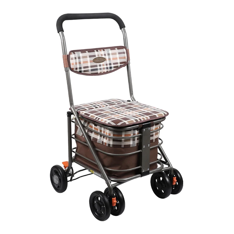 High Quality Lightweight Trolly Shopping Cart 6 Wheels Elderly Shopping