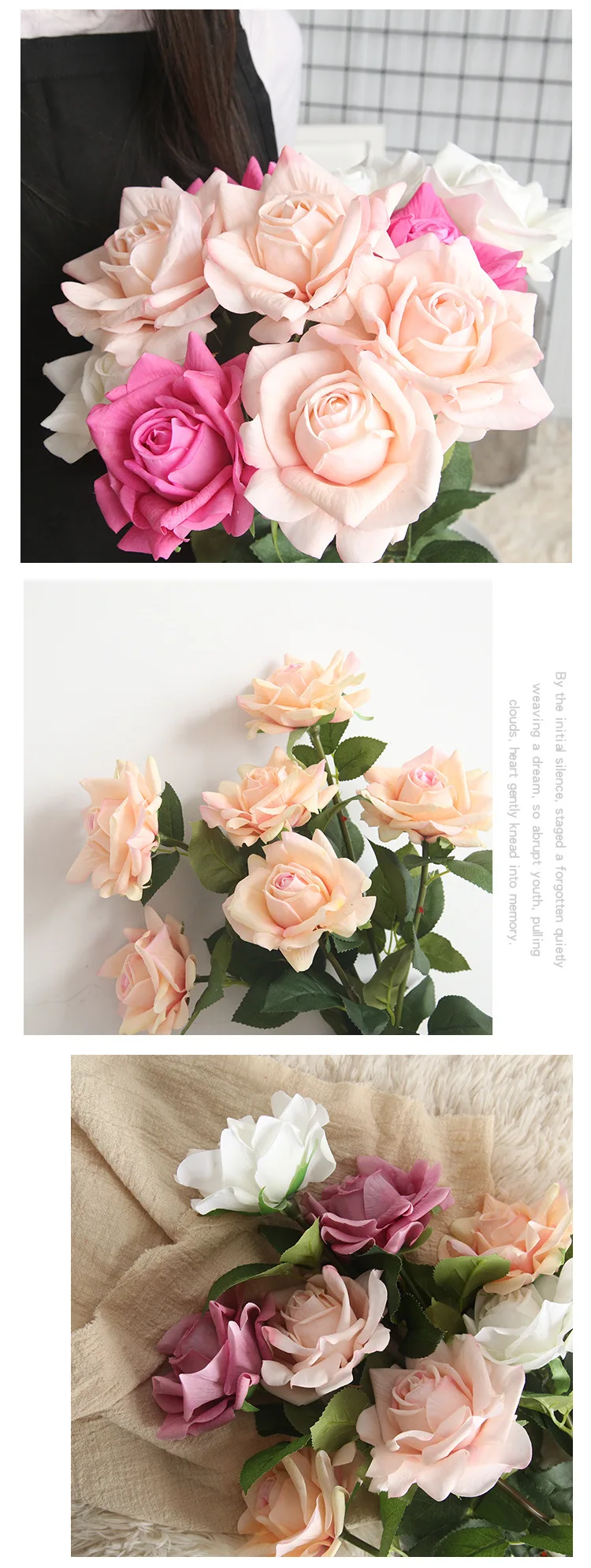 V570 High Quality New Silk Artificial Handmade Flower 3d Large Long