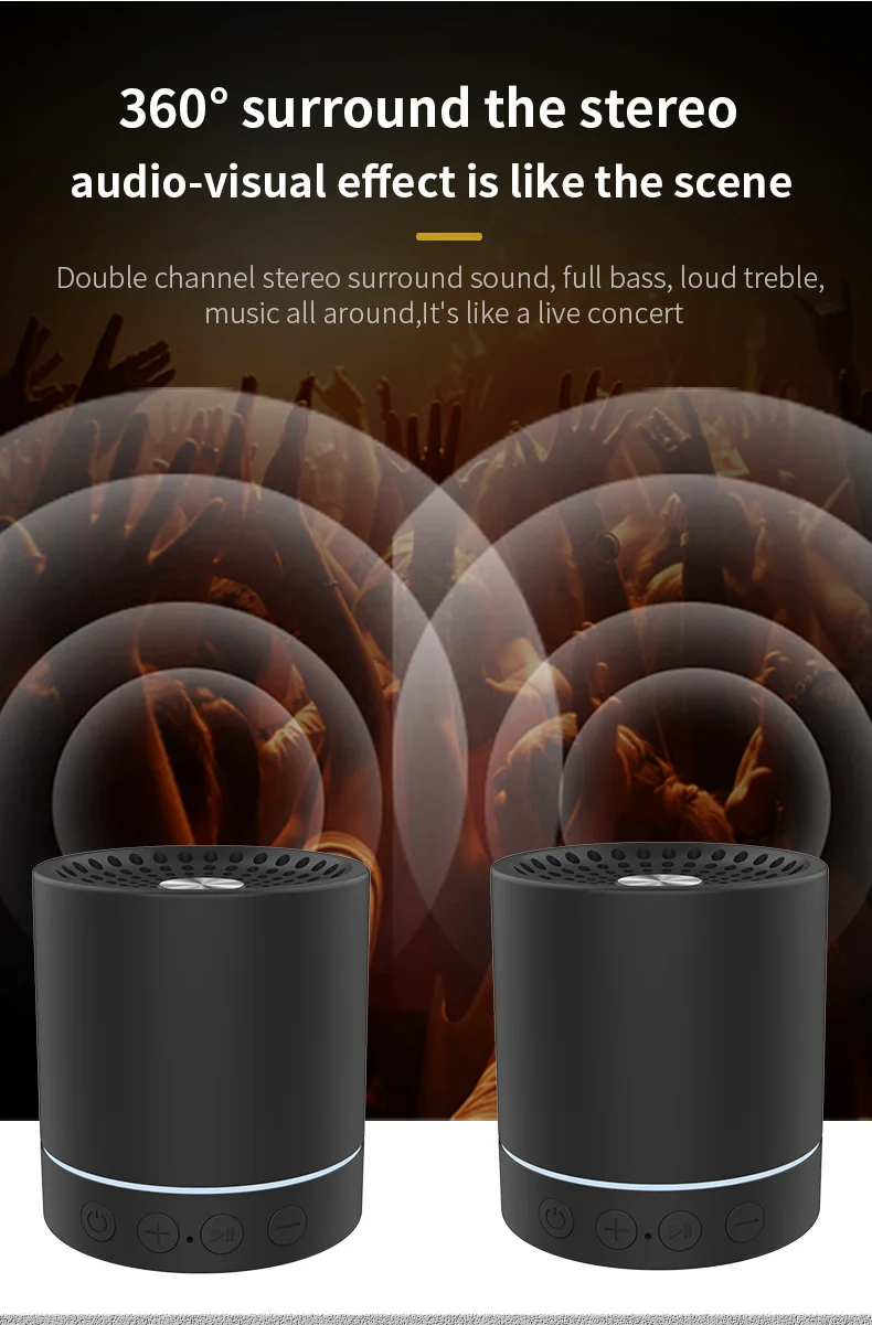 2020 trending product promotion gadgets cylindrical portable mini TWS bluetooth speaker with one pair come in 2 pcs - ANKUX.COM
