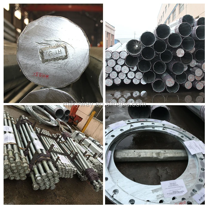 Hot Dip Galvanized 33KV to 138KV Power Pole with Gr.65 Material and AWS D.1.1 Welding Standard 0