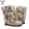 Fashion Comfort Half Boot Outside Anti-Slippery Wool Warm Cow Suede Women Sheepskin Boots