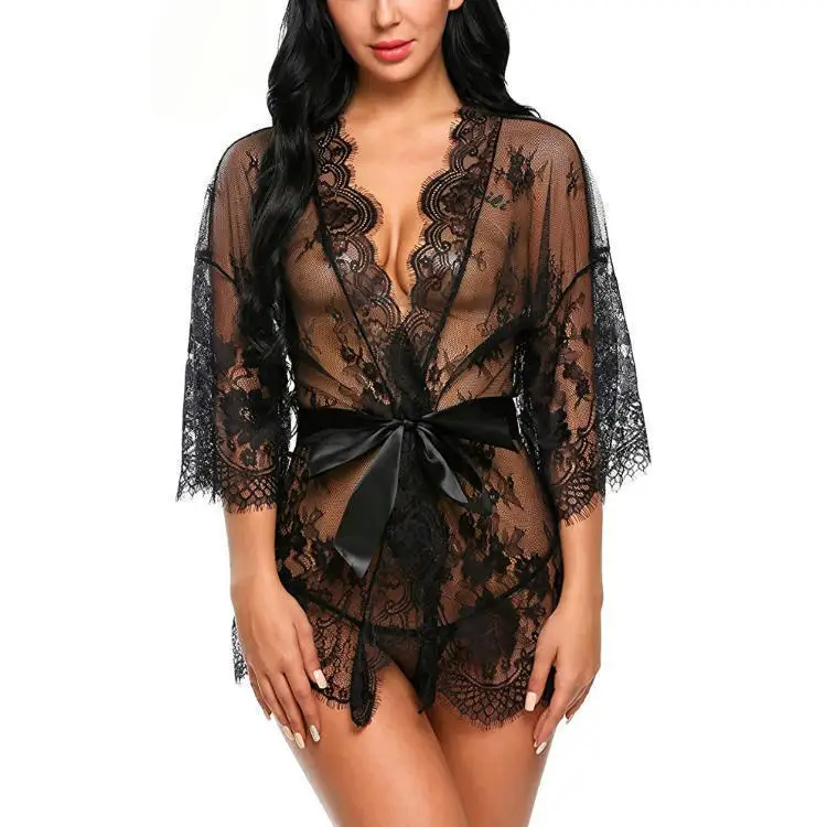 Women's Sexy Underwear New European and American Style Alluring Lace Nightgown and Pajamas Set