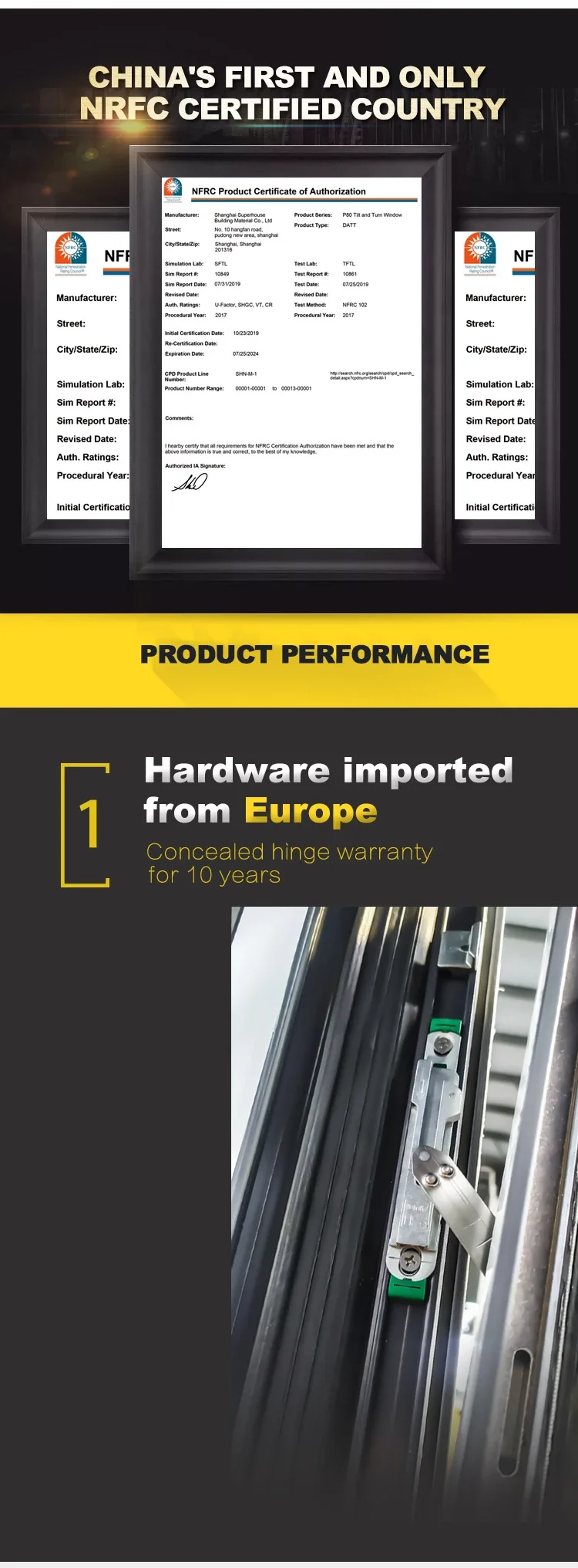 North America NFRC and NOA standard high quality powder coating black color aluminum casement window